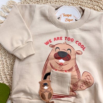 Inverno 2025 - Conj. Casaco Castores e Calça em Moletom - Areia e Ferrugem